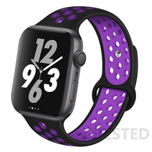 Load image into Gallery viewer, Silicone Strap For Apple Watch Band 44mm 40mm 42mm 38mm watchband Breathable bracelet correa iWatch serie 3 6 5 4 SE 7 45mm 41mm
