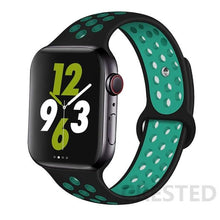 Load image into Gallery viewer, Silicone Strap For Apple Watch Band 44mm 40mm 42mm 38mm watchband Breathable bracelet correa iWatch serie 3 6 5 4 SE 7 45mm 41mm
