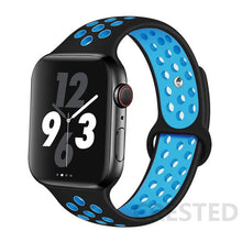 Load image into Gallery viewer, Silicone Strap For Apple Watch Band 44mm 40mm 42mm 38mm watchband Breathable bracelet correa iWatch serie 3 6 5 4 SE 7 45mm 41mm
