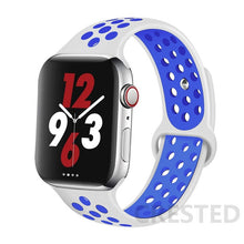 Load image into Gallery viewer, Silicone Strap For Apple Watch Band 44mm 40mm 42mm 38mm watchband Breathable bracelet correa iWatch serie 3 6 5 4 SE 7 45mm 41mm
