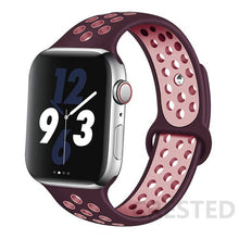Load image into Gallery viewer, Silicone Strap For Apple Watch Band 44mm 40mm 42mm 38mm watchband Breathable bracelet correa iWatch serie 3 6 5 4 SE 7 45mm 41mm
