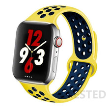 Load image into Gallery viewer, Silicone Strap For Apple Watch Band 44mm 40mm 42mm 38mm watchband Breathable bracelet correa iWatch serie 3 6 5 4 SE 7 45mm 41mm
