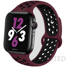 Load image into Gallery viewer, Silicone Strap For Apple Watch Band 44mm 40mm 42mm 38mm watchband Breathable bracelet correa iWatch serie 3 6 5 4 SE 7 45mm 41mm
