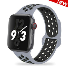 Load image into Gallery viewer, Silicone Strap For Apple Watch Band 44mm 40mm 42mm 38mm watchband Breathable bracelet correa iWatch serie 3 6 5 4 SE 7 45mm 41mm

