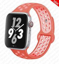 Load image into Gallery viewer, Silicone Strap For Apple Watch Band 44mm 40mm 42mm 38mm watchband Breathable bracelet correa iWatch serie 3 6 5 4 SE 7 45mm 41mm
