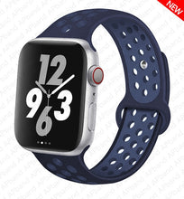 Load image into Gallery viewer, Silicone Strap For Apple Watch Band 44mm 40mm 42mm 38mm watchband Breathable bracelet correa iWatch serie 3 6 5 4 SE 7 45mm 41mm
