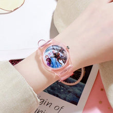 Load image into Gallery viewer, Disney Frozen Watch Princess Aisha Children's Luminous Watch Student Silicone Colorful Lights Watch gifts for girls kids watches

