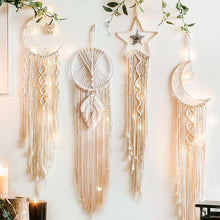 Load image into Gallery viewer, Boho Moon and Star Dream Catcher Macrame Wall Hanging Bohemian Home Decor Girls Kids Nursery Christmas Ornament Decoration Gifts
