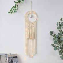 Load image into Gallery viewer, Boho Moon and Star Dream Catcher Macrame Wall Hanging Bohemian Home Decor Girls Kids Nursery Christmas Ornament Decoration Gifts
