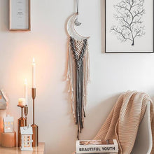 Load image into Gallery viewer, Boho Moon and Star Dream Catcher Macrame Wall Hanging Bohemian Home Decor Girls Kids Nursery Christmas Ornament Decoration Gifts
