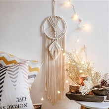Load image into Gallery viewer, Boho Moon and Star Dream Catcher Macrame Wall Hanging Bohemian Home Decor Girls Kids Nursery Christmas Ornament Decoration Gifts
