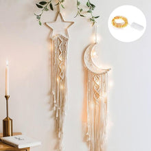 Load image into Gallery viewer, Boho Moon and Star Dream Catcher Macrame Wall Hanging Bohemian Home Decor Girls Kids Nursery Christmas Ornament Decoration Gifts
