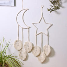 Load image into Gallery viewer, Boho Moon and Star Dream Catcher Macrame Wall Hanging Bohemian Home Decor Girls Kids Nursery Christmas Ornament Decoration Gifts
