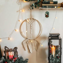 Load image into Gallery viewer, Boho Moon and Star Dream Catcher Macrame Wall Hanging Bohemian Home Decor Girls Kids Nursery Christmas Ornament Decoration Gifts
