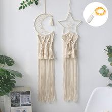Load image into Gallery viewer, Boho Moon and Star Dream Catcher Macrame Wall Hanging Bohemian Home Decor Girls Kids Nursery Christmas Ornament Decoration Gifts
