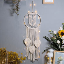 Load image into Gallery viewer, Boho Moon and Star Dream Catcher Macrame Wall Hanging Bohemian Home Decor Girls Kids Nursery Christmas Ornament Decoration Gifts

