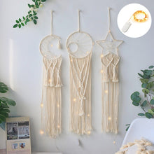 Load image into Gallery viewer, Boho Moon and Star Dream Catcher Macrame Wall Hanging Bohemian Home Decor Girls Kids Nursery Christmas Ornament Decoration Gifts
