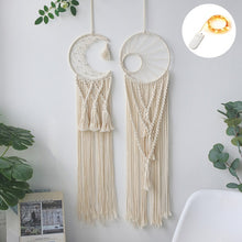 Load image into Gallery viewer, Boho Moon and Star Dream Catcher Macrame Wall Hanging Bohemian Home Decor Girls Kids Nursery Christmas Ornament Decoration Gifts
