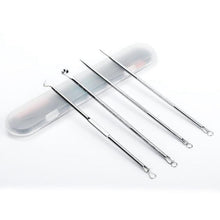 Load image into Gallery viewer, 4pcs Stainless Steel Acne Removal Needles Pimple Blackhead Remover Tools Spoon Face Skin Care Tools Needles Facial Pore Cleaner
